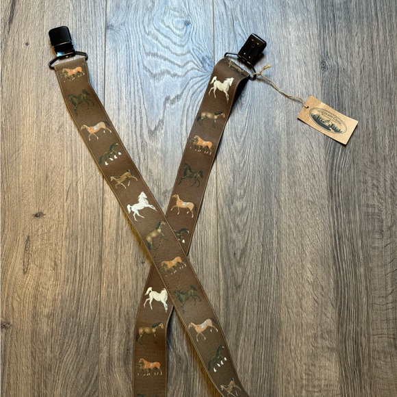 NWT Woodland Creek Brown Multicolored Horse Adult Suspenders Size 49 inches - Picture 8 of 14